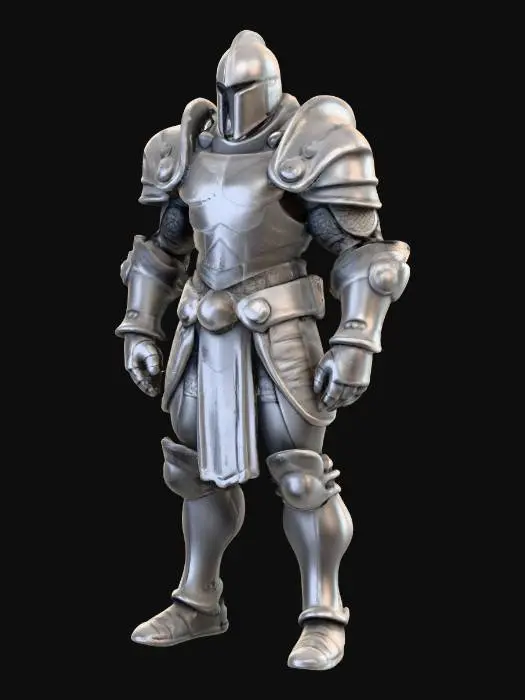 3D model for Stylized armored warrior miniature, resin printable, no base, high resolution, No helmet, Simple Armor