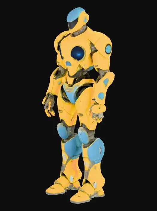 3D model for Een bipedale, humanoïde robot met een slanke en robuuste bouw, ontworpen voor medische assistentie. Zijn carrosserie is voornamelijk wit met glanzende rode en blauwe strepen en een prominent rood kruis, wat zijn functie als ambulancehulpverlener benadrukt. De gladde panelen zijn van een duurzaam metaal-composiet, terwijl de duidelijk gesegmenteerde ledematen met geïntegreerde scharnierpunten een breed bewegingsbereik suggereren voor vloeiende animaties. Het hoofd heeft zachte, lichtgevende sensoren die dienen als ogen, en zijn algehele uitstraling is bekwame en betrouwbaar.