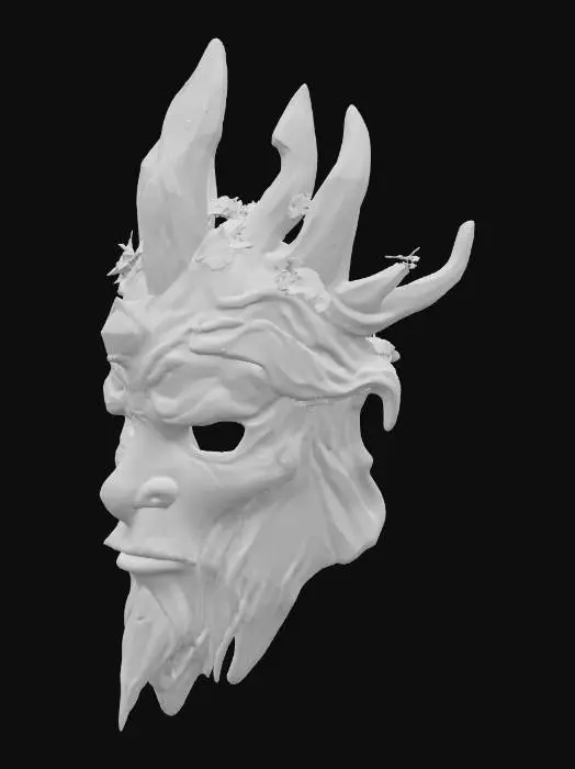 3D model for realistic, photorealism, druid mask, fantasy hero, real wearable helmet. Only mask