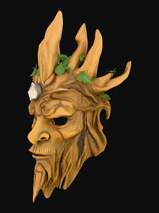 3D model for realistic, photorealism, druid mask, fantasy hero, real wearable helmet. Only mask