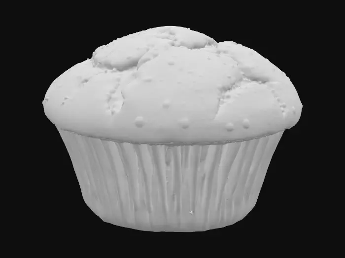3D model for fluffy chocolate muffin with red paper cup
