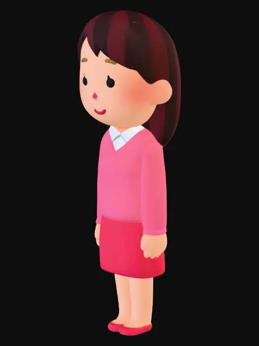 3D model for Illustration of a Smiling Woman in Pink