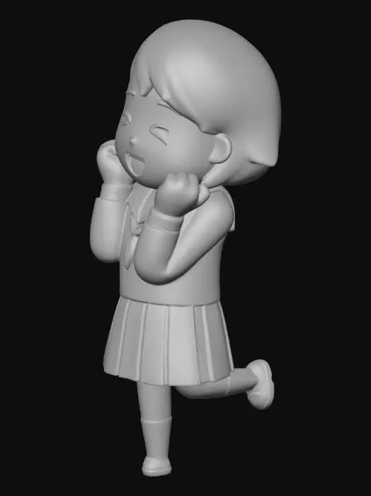 3D model for Joyful Schoolgirl Illustration