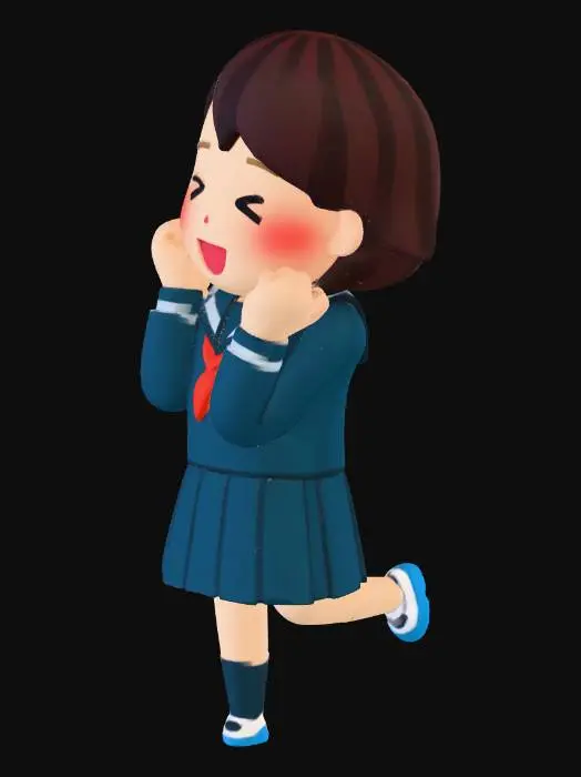 3D model for Joyful Schoolgirl Illustration