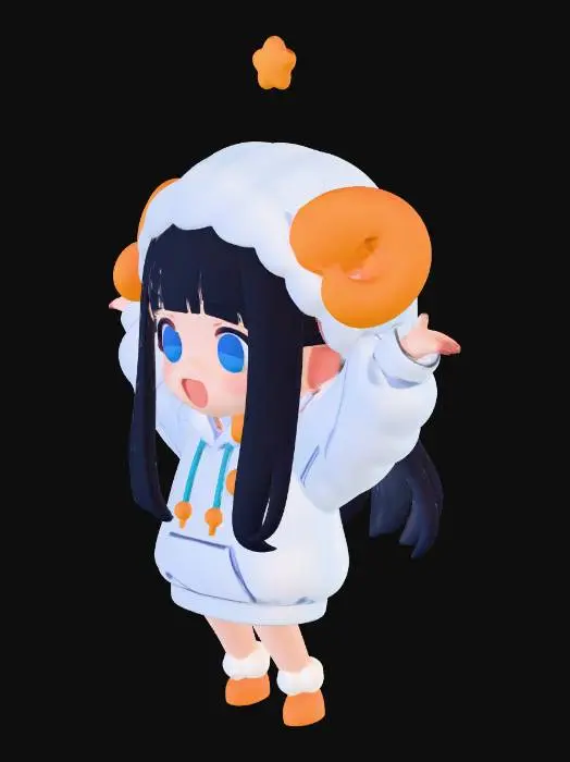 3D model for Joyful Chibi in a Fluffy Hoodie