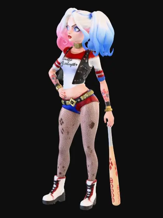 3D model for Harley Quinn with a Baseball Bat