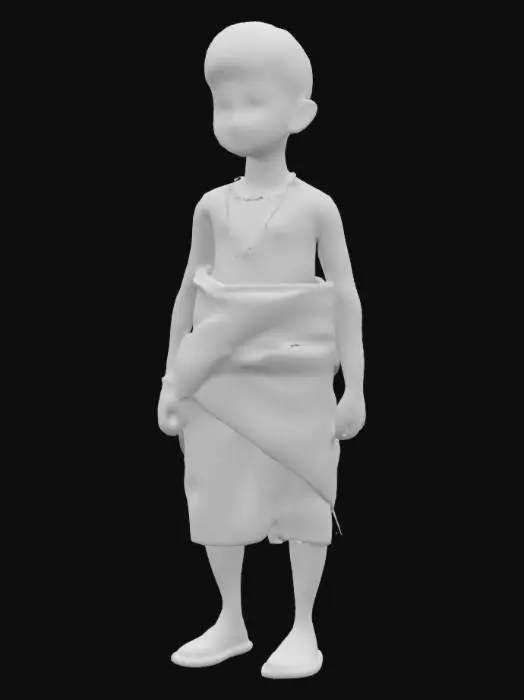 3D model for hyperrealistic Pyu child in ancient pyu  burmese era, rig ready pose