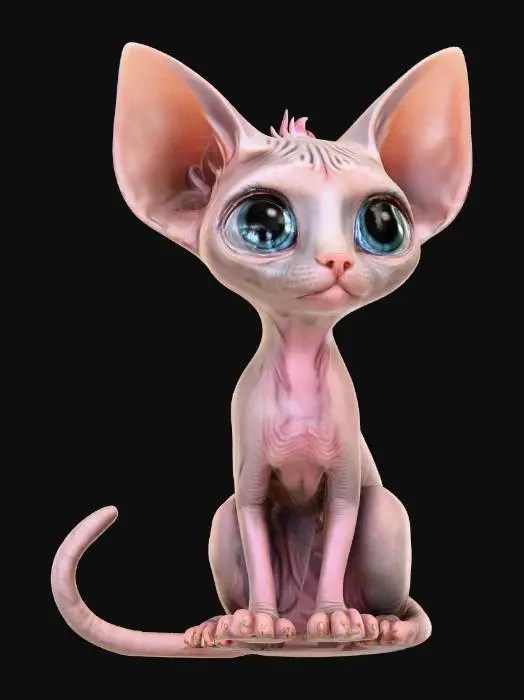 3D model for 一只可爱的无毛猫