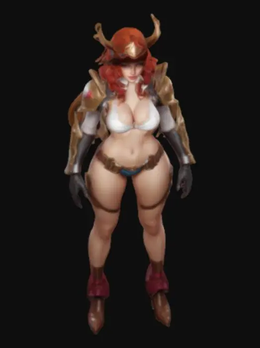 3D model for Highly Detailed, Miss Fortune from League of Legends. Curvy body. sexy expression. , Ultra Realistic, . Well-proportioned. Clearly defined features. Highly detailed. Highly stylized. Bold, recessed features with a depth of at least 2mm. Sharp, clean lines. 