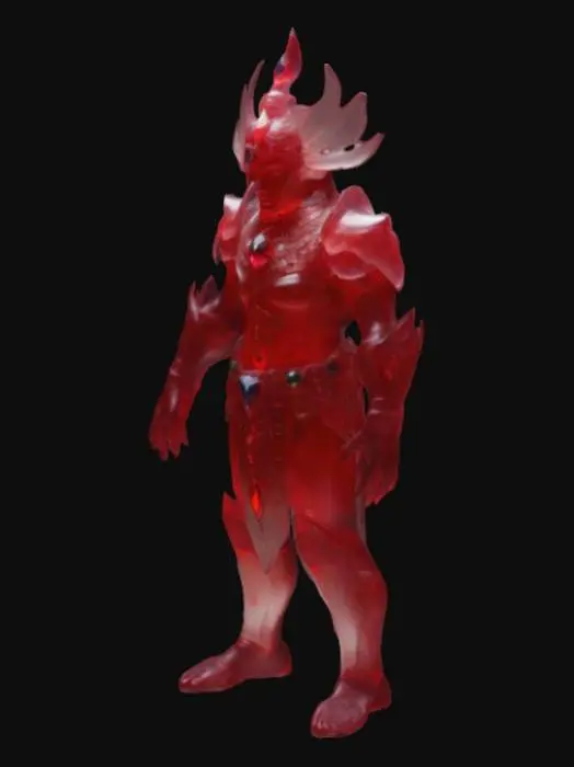 3D model for Mystical, Jeweled Squared Body Parts, Translucent Ruby Red Warrior