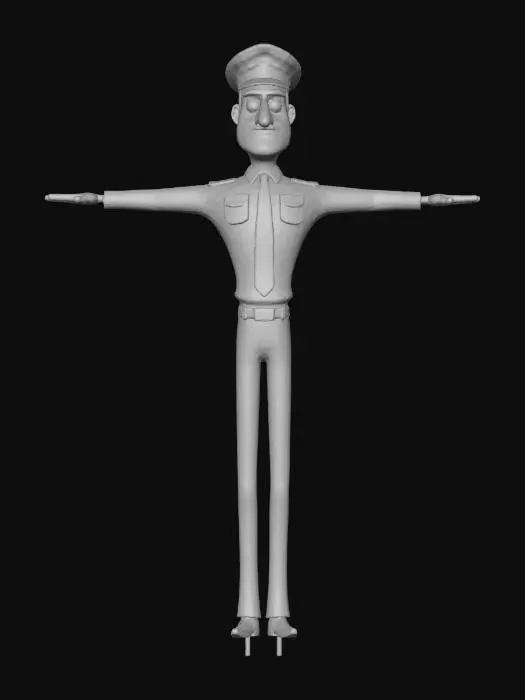 3D model for create stylized killer in 3d, with smaller shoulders, small ass and long slim legs, he should be wearing seaman t-shirt, jeans, has green cap, prepare multiview front - left