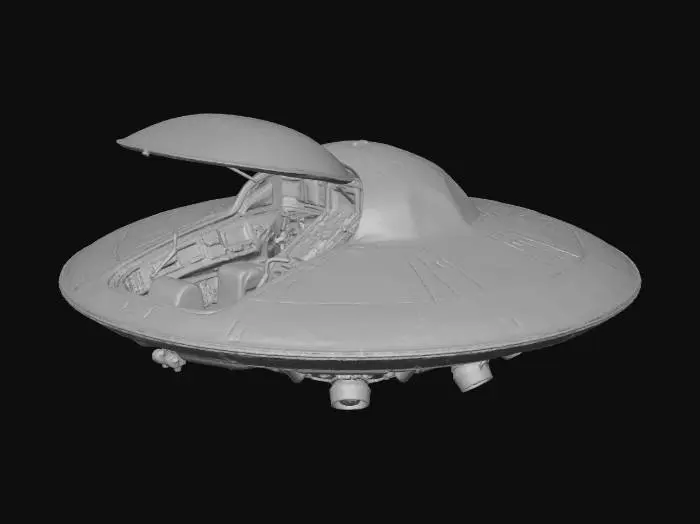 3D model for classic sauser shaped ufo with open canopy