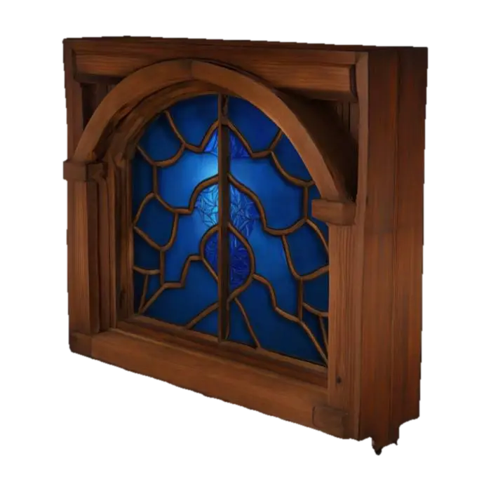 Blue Mosaic Window 3D model, vytvořený pomocí AI