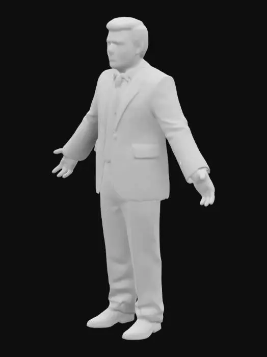 3D model for Realistic symmetrical Donald Trump, Doing T-Pose, arms out to sides.