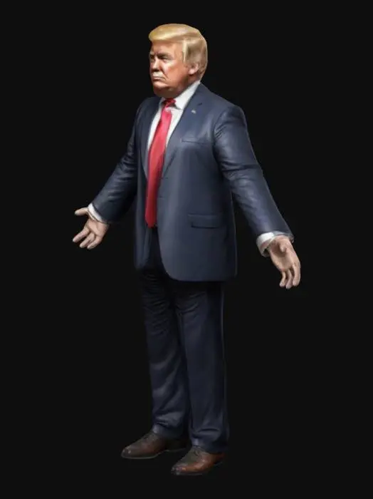 3D model for Realistic symmetrical Donald Trump, Doing T-Pose, arms out to sides.