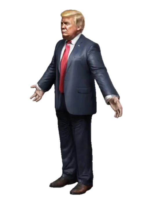 Realistic symmetrical Donald Trump, Doing T-Pose, arms out to sides.  від williammcmurter — створено за допомогою генератора 3D Meshy AI, безкоштовне завантаження FBX OBJ GLB STL