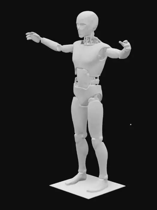 3D model for symmetrical realistic crash test dummy man t-pose a-pose arms out to sides
