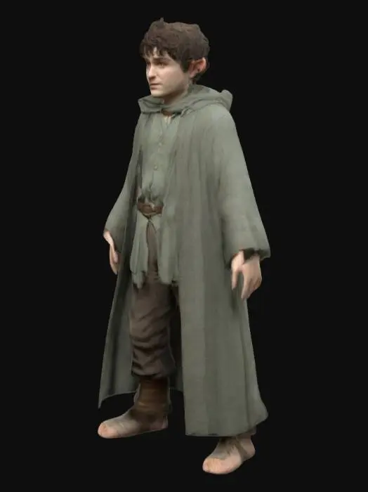 3D model for Highly Detailed, Ultra Realistic Frodo character from lord of the rings, A-Pose, T-Pose