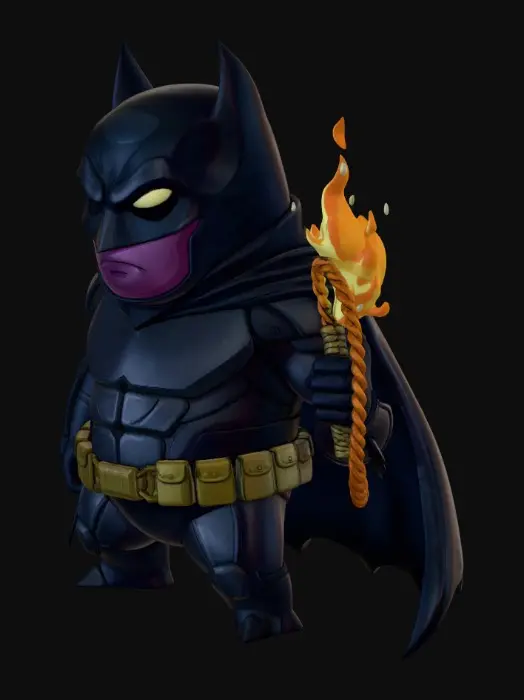 3D model for Chibi Batman with Flaming Lasso