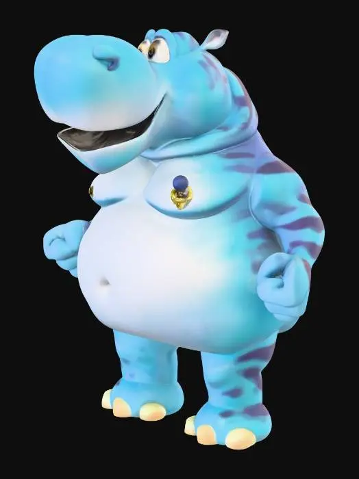 3D model for Blue Hippo Character