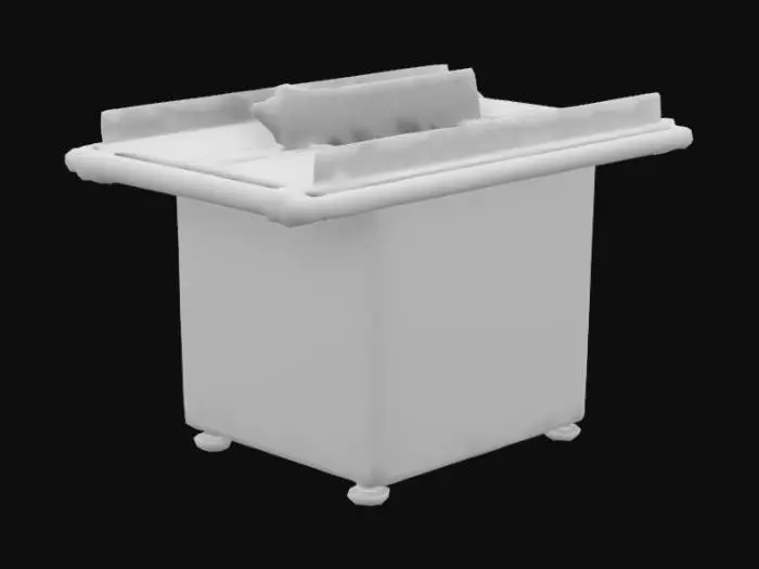 3D model for circular saw, The object is a rectangular, metal table saw with a glossy green finish, featuring a flat tabletop with a central cutting blade and various adjustment levers and knobs., 
