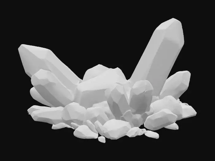 3D model for greenish, radioactive crystals on the jungle floor