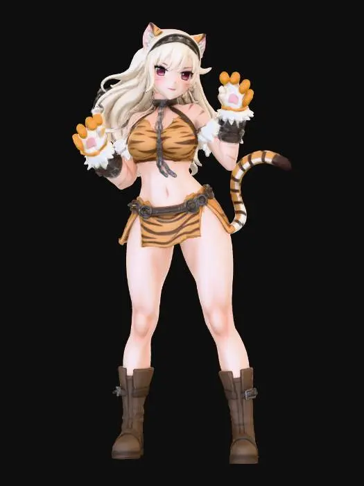 3D model for Tiger Warrior Anime Character
