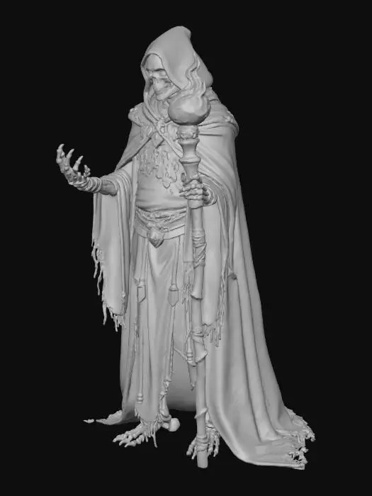 3D model for hollow-eye lich priest with fire staff
