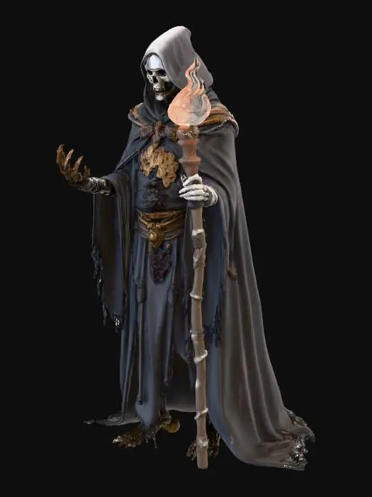 3D model for hollow-eye lich priest with fire staff