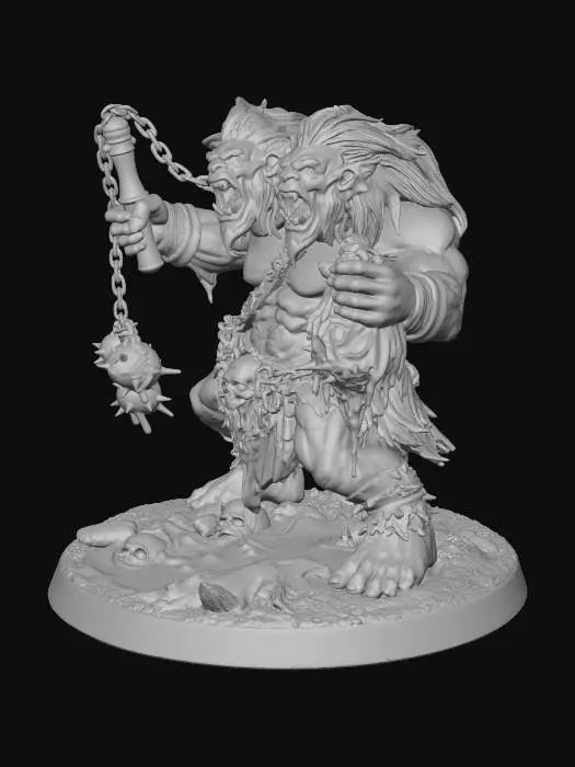 3D model for Two-Headed Ogre Warrior