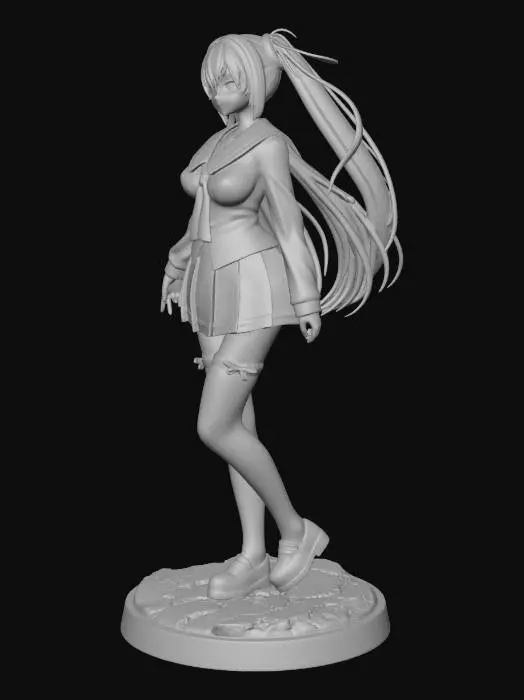 3D model for Anime Figure in School Uniform