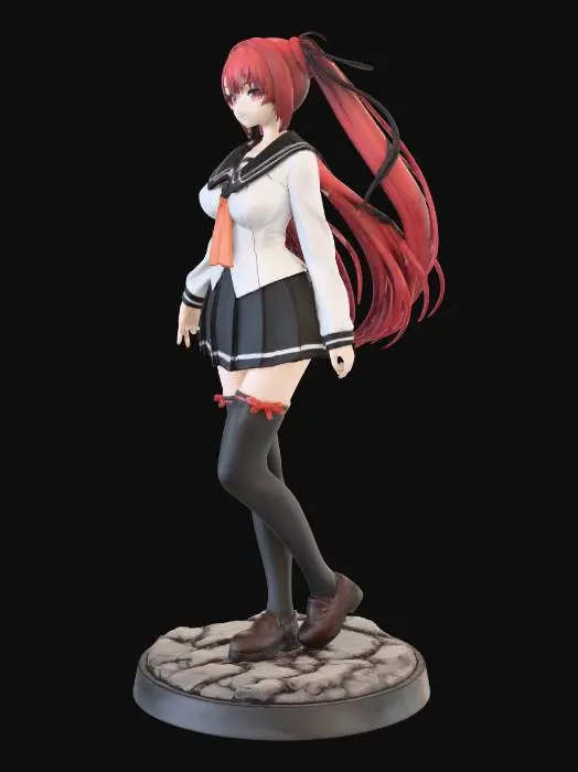 3D model for Anime Figure in School Uniform
