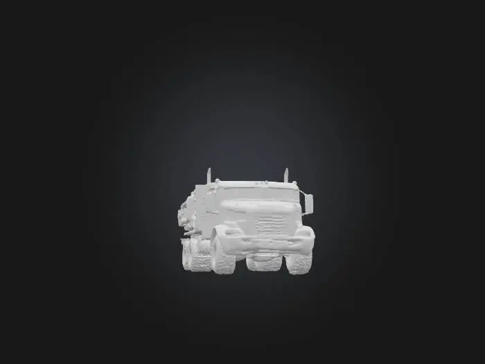 3D model for a truck with 3 axles 
with 2 v8 engines on back
