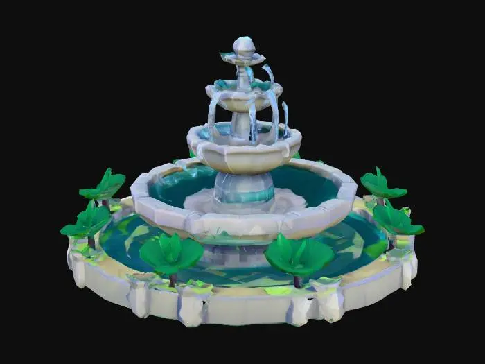 3D model for фонтан лоу поли роблокс стиль фэнтези рпг для города лимит 20000