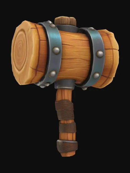 3D model for Wooden Battle Hammer