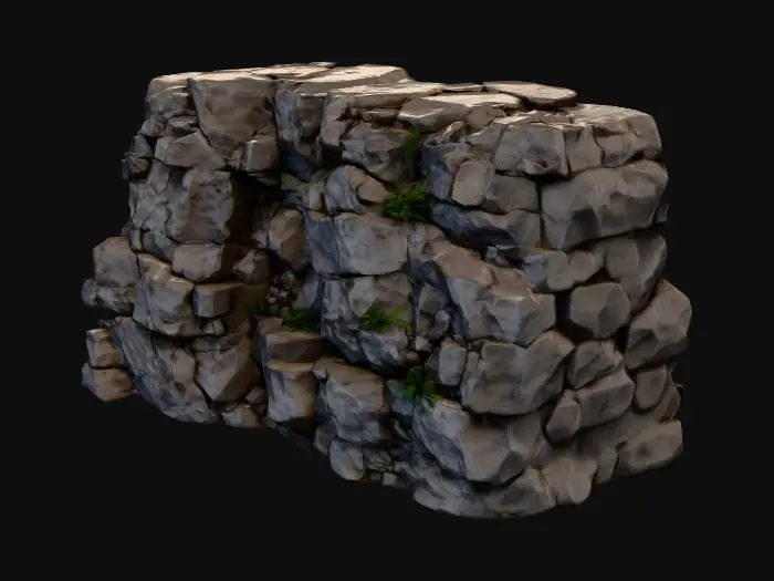 3D model for Stone Facade with Greenery