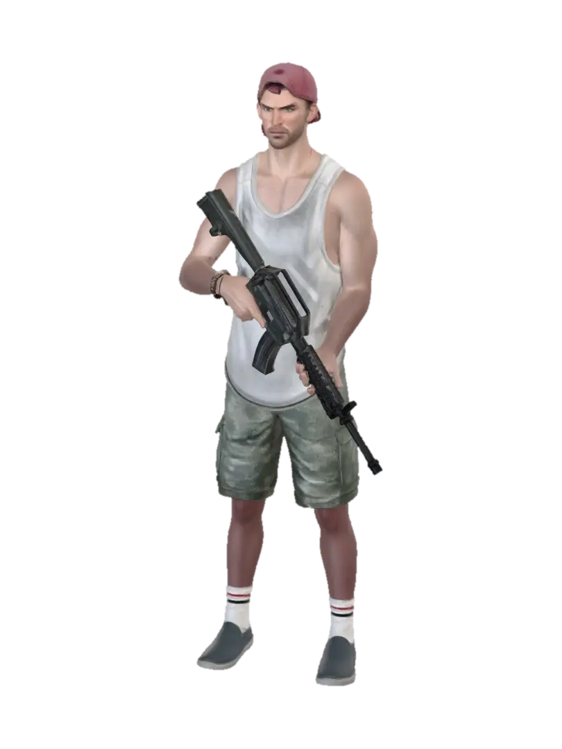 Casual Warrior With a Rifle - Brawler 3D model, vytvořený pomocí AI