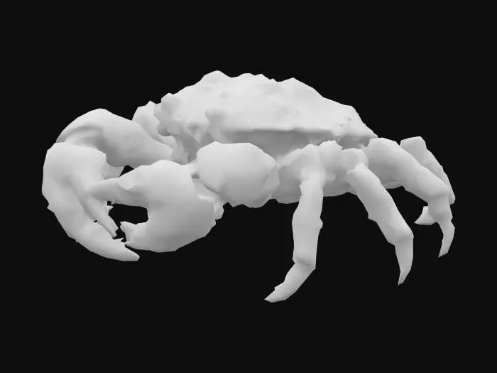 3D model for a Bog Crab in the style of Arthur Rackham. This large vicious crab has a moss and barnacle covered shell, large pincer claws, and black eyes. The color scheme should be dominated by greys, greens, reds, browns, blacks and a touch of yellow for the eyes., Medieval, Fantasy, Hand Painted, Highly Detailed