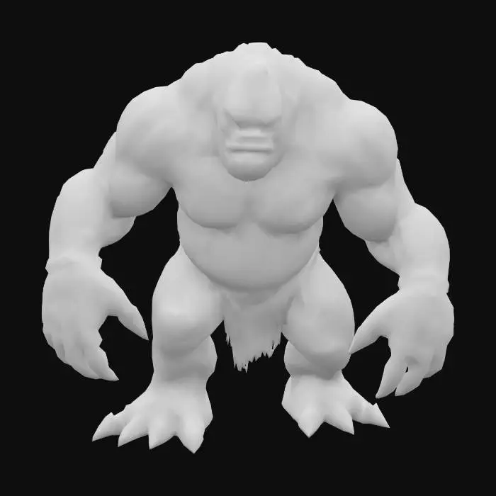 3D model for a "Stone Grunt" a large enemy rock creature in a style inspired by Arthur Rackham, Highly Detailed, A-pose, Full Body