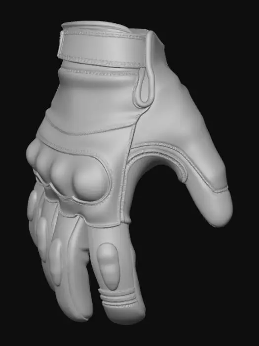 3D model for Black Leather Motorcycle Glove with Knuckle Armor