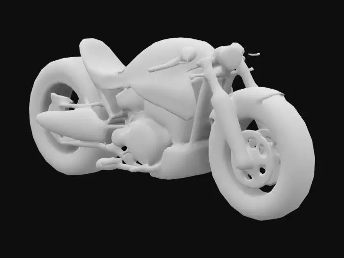 3D model for sport bike, black, retro-futuistic style, realistic