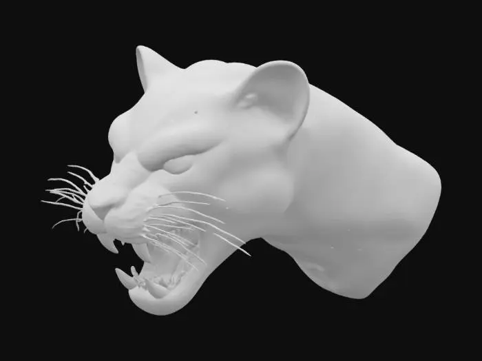 3D model for a panther head roaring