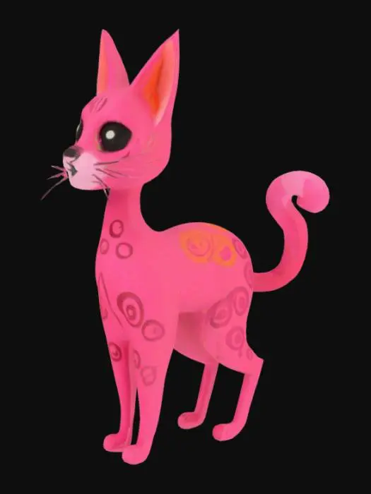 3D model for produit moi un chat rose dans le style de grafild
