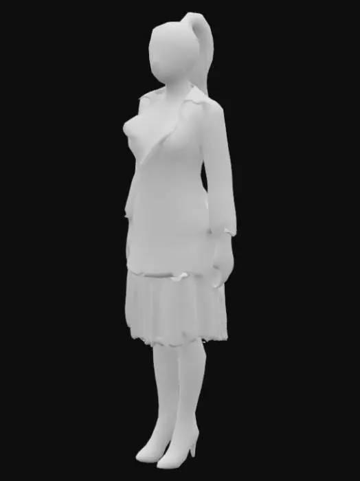 3D model for Barbara Ann Minerva (from DC Super Hero Girls) is a pretty teenager with light tan skin, a slim figure and a long honey-blonde hair that is tied into a high-ponytail. She wears a dark brown coat with two pockets on the sides, and black cheetah spots around the white fur trim, a pale yellow pleated skirt, and a pair of tall knee-high black leather boots in high heels.