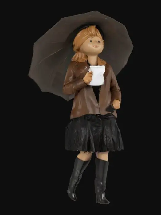 3D model for Allicia Botti wears a dark brown leather jacket, a floral print skirt and a pair of tall black knee-high leather boots in high heels.
