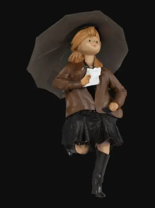 3D model for Allicia Botti wears a dark brown leather jacket, a floral print skirt and a pair of tall black knee-high leather boots in high heels.