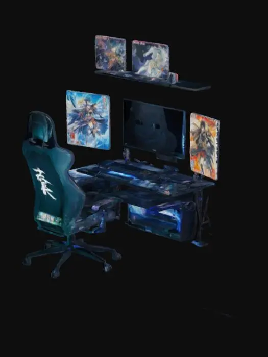 3D model for 日本人のアニメオタクの部屋
ゲーミングPCなどがある
アニメのポスターが壁に飾らてていたり、アニメのフィギュアがたくさんある
