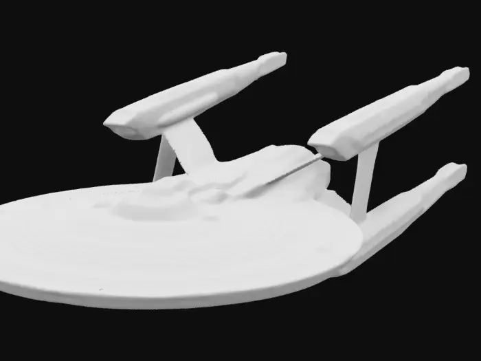 3D model for A 1 meter long Starship USS Horizon Stargazer class, Star Fleet Battles, table top, game miniature, made of gold and painted for Christmas. NVIDIA volumetric lighting, on a wizkids heroclix base, #ChristmasAdventure#