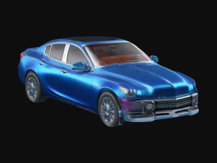 3D model for Cosmic-blue buick, epic paint job, pristine lines and curves. Perfect model, masterpiece, tiny space sparkle blue, empty no driver or passenger. 8k details