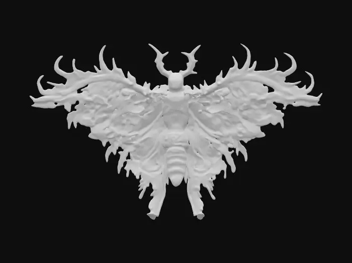 3D model for A 10-meter black witch Moth made of intricate ornately crafted ice. #ChristmasAdventure#
